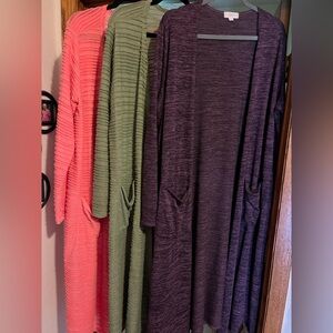 Lularoe Women L Sarah Duster Cardigan Sweaters (set of 3)